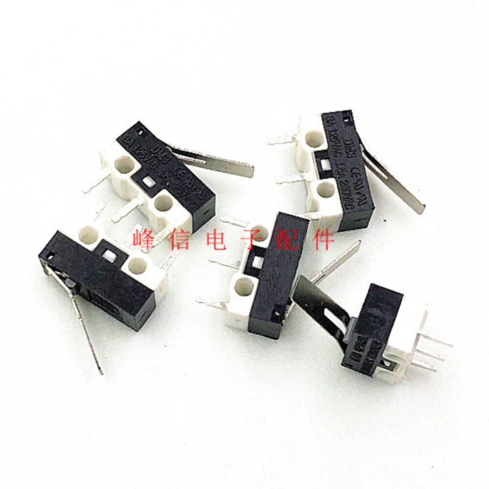 5Pcs DM3 3A 125VAC 1.5A 250VAC Taiwan Small Micro Switch With Metal Handle Travel Limit 3 Foot Switch